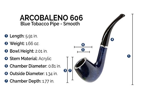 Savinelli Pipas italianas para fumar tabaco, Arcobaleno Smooth Blue 606