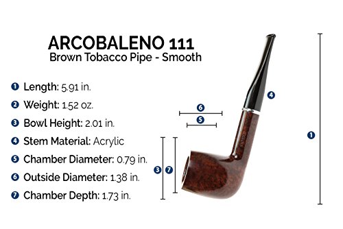Savinelli Pipas italianas para fumar tabaco, Arcobaleno Smooth Brown 111