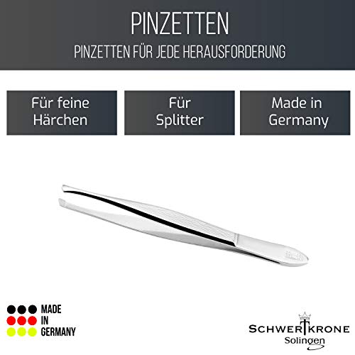 Schwertkrone Profi Solingen - Pinzas para depilar cejas (8 cm, oblicuas, finas)