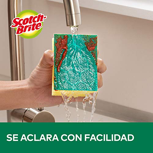 Scotch-Brite Estropajo exfoliante, 16 esponjas por paquete - Elimina rápidamente los restos incrustados