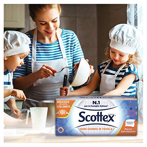 Scottex Servilletas de un solo velo para ahorrar espacio, 10 paquetes de 288 servilletas – 80 g
