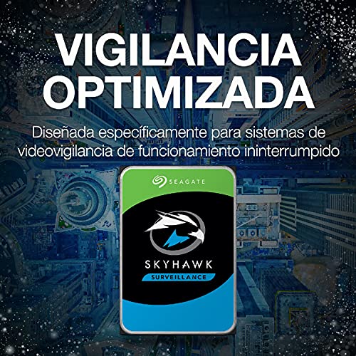 Seagate SkyHawk, 4 TB, Disco Duro Interno De Video, 3,5", SATA 6.GB/s, Caché de 64 MB, DVR, Sistema de Cámaras de Seguridad NVR, 3 años servicios Rescue internos, FFP (ST4000VXZ07)