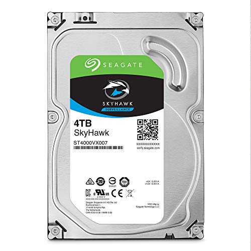Seagate SkyHawk, 4 TB, Disco Duro Interno De Vigilancia, HDD, 3.5" SATA 6 GB/s, Caché 64 MB, DVR, Sistema de cámaras de seguridad NVR y 3 años de servicios Rescue (ST4000VX007)