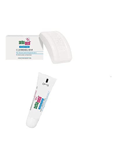 Sebamed Clear Face Pastilla Limpiadora, 100 g + REGALO Gel Anti-Espinillas, 10 ml Combate granos, puntos negros e impurezas de la piel, para el tratamiento directo de granos inflamados