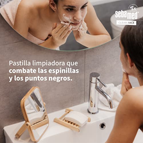 Sebamed Clear Face Pastilla Limpiadora - 100g pastilla limpiadora sin jabón para piel con impurezas con tendencia al acné. Combate granos, puntos negros e impurezas de la piel