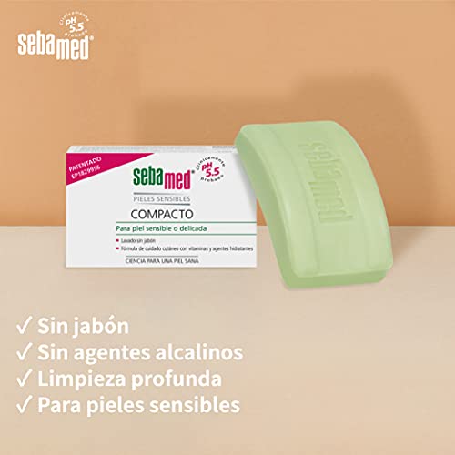 SEBAMED - Compacto Pastilla De Jabón Sólido Para Una Limpieza Suave Y Profunda, Para Pieles Sensibles, Sin Agentes Alcalinos, Con Pantenol Y Vitamina E, Multicolor, 100 Mililitro