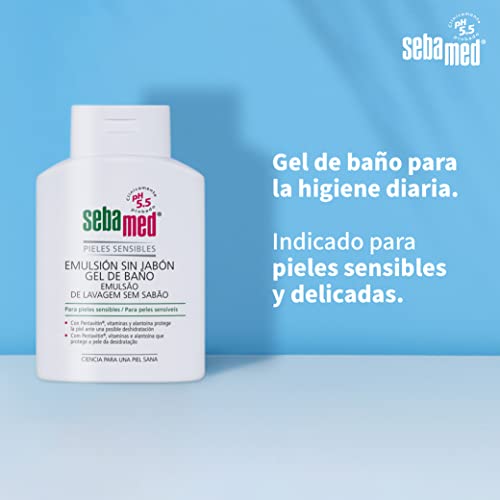 Sebamed Emulsión Sin Jabón 500 ml, para pieles sensibles Gel de baño corporal sin jabón con el PH 5.5 de la piel sana para garantizar la conservación del equilibrio hídrico de la piel