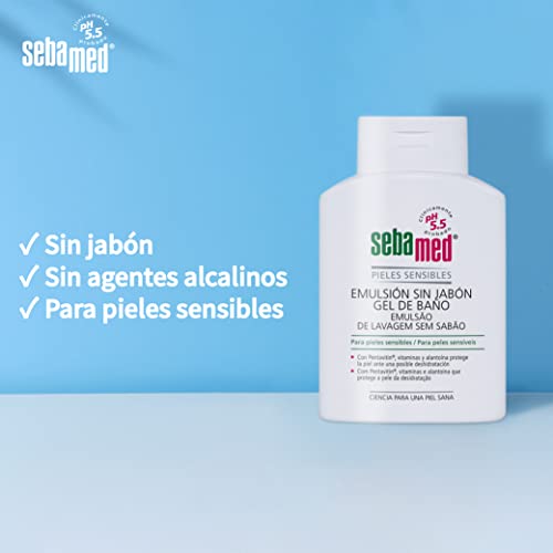 Sebamed Emulsión Sin Jabón 500 ml, para pieles sensibles Gel de baño corporal sin jabón con el PH 5.5 de la piel sana para garantizar la conservación del equilibrio hídrico de la piel