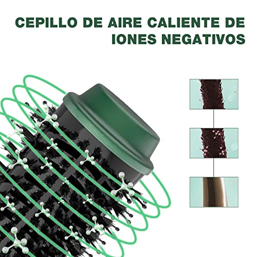 Secador Cepillo Multifuncional Cepillo de Aire Caliente Chignon Cepillo Alisador Pelo Secador Pelo Peine Cepillo para Alisar el Cabello con Iones Negativos Anti-escaldaduras