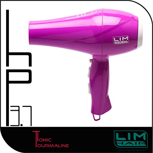 Secador de cabello LIM HAIR hp3.7 IONIC TOURMALINE 2000 W. COLD SHOT. Diseñado para uso profesional en salón de peluquería. 2 boquillas incluidas (FUCSIA)