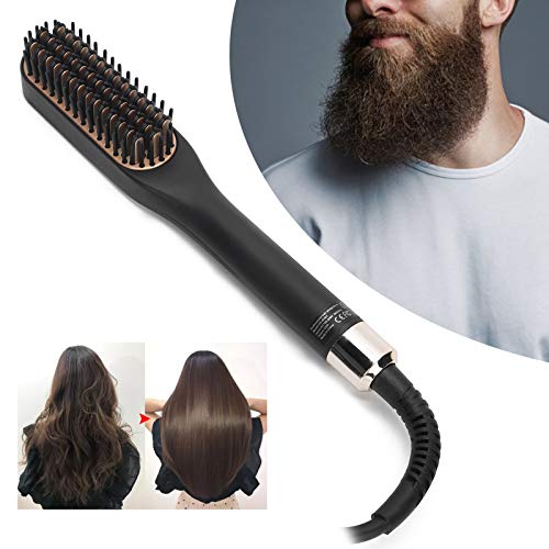 Secador de pelo eléctrico, peine para alisar la barba, peine para el cabello para hombres con calefacción peine para alisar la barba eléctrico cepillo multifuncional para alisar la barba(EU)