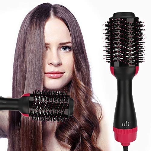 Secador de pelo eléctrico peine, secador de pelo cepillo de aire caliente, secador de pelo cepillo secador de pelo multifuncional peine de soplado alisador de pelo ajustable rizador de pelo secador