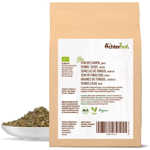 Semillas de hinojo BIO dulces enteras (250g) | semillas de hinojo | té de hinojo | como especia o té de anís y alcaravea de hinojo | vom Achterhof