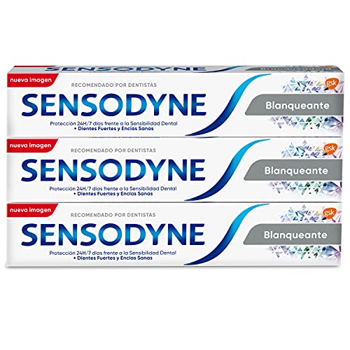 Sensodyne Blanqueante Pasta de Dientes Blanqueante, Alivio para Dientes Sensibles, Protección Duradera frente a la Sensibilidad Dental, Pack de 3 x 75 ml