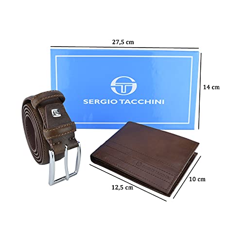 SERGIO TACCHINI Caja regalo para hombre, cinturón reversible y cartera de piel