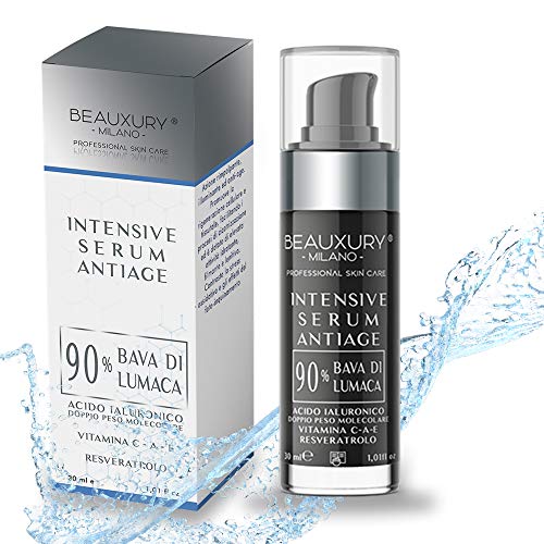Sérum Facial Ultra Lifting, Anti-envejecimiento & Hidratante con Ácido Hialurónico, Resveratrol, Vitamina C, A, E + 90% Baba de Caracol