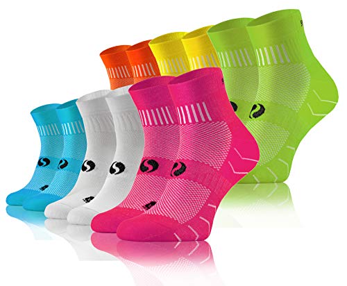Sesto Senso Calcetines Deporte Colores Mujer Hombre Algodón 3-6 Pares Amarillo Verde Turquesa Blanco Rosa 39-42 6 Pack Naranja