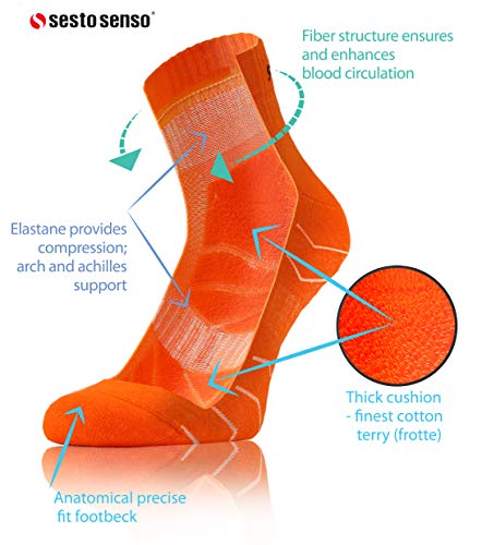 Sesto Senso Calcetines Deporte Colores Mujer Hombre Algodón 3-6 Pares Amarillo Verde Turquesa Blanco Rosa 39-42 6 Pack Naranja