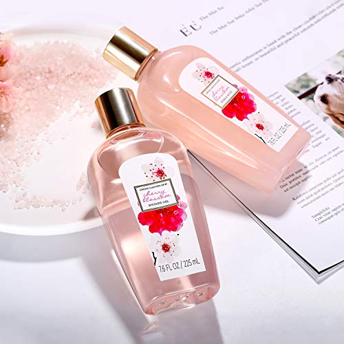 Set de Baño Mujer, Green Canyon Spa Cestas de Regalo para Mujer con Bolsa 11 Piezas Fragancia de Flor de Cerezo Loción Corporal Caja SPA Regalo Ideal para El Día de Valentín, Cumpleaños y Navidad