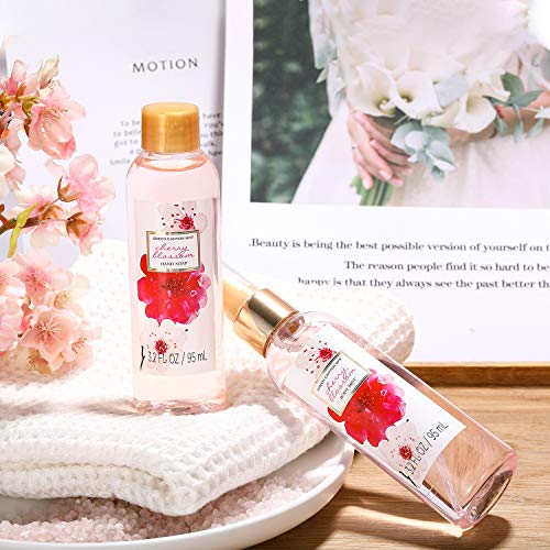 Set de Baño Mujer, Green Canyon Spa Cestas de Regalo para Mujer con Bolsa 11 Piezas Fragancia de Flor de Cerezo Loción Corporal Caja SPA Regalo Ideal para El Día de Valentín, Cumpleaños y Navidad