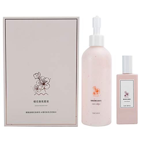 Set de perfume de loción corporal, loción corporal nutritiva hidratante y niebla de fragancia fina, set de perfume refrescante floral afrutado (250ml + 25ml)