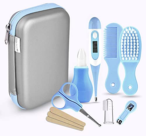 Set para el cuidado del bebé - 8 piezas/juego de recién nacido bebé niños Cuidado Set, uñas pelo salud Cuidado Termómetro Pincel Kit (azul)