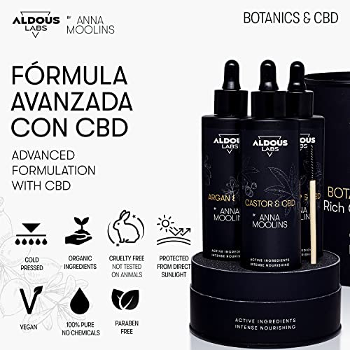 Set Regalo Belleza: Aceite de Ricino, Aceite de Argán y Aceite de Rosa Mosqueta 100% Puros elaborados con CBD | Prensados en Frío, Veganos | Fórmula Avanzada | Pestañas, Pelo, Piel | Botanics & CBD