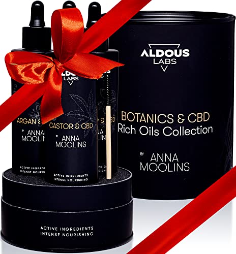 Set Regalo Belleza: Aceite de Ricino, Aceite de Argán y Aceite de Rosa Mosqueta 100% Puros elaborados con CBD | Prensados en Frío, Veganos | Fórmula Avanzada | Pestañas, Pelo, Piel | Botanics & CBD