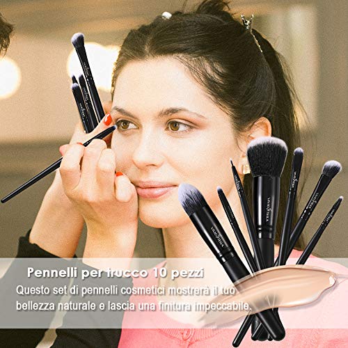 Sets de Brochas Brochas Maquillaje 10 Piezas Oro Rosa Pinceles de Base Cerdas Sintéticas Premium Kit de Cepillo Brochas de Maquillaje Baratas