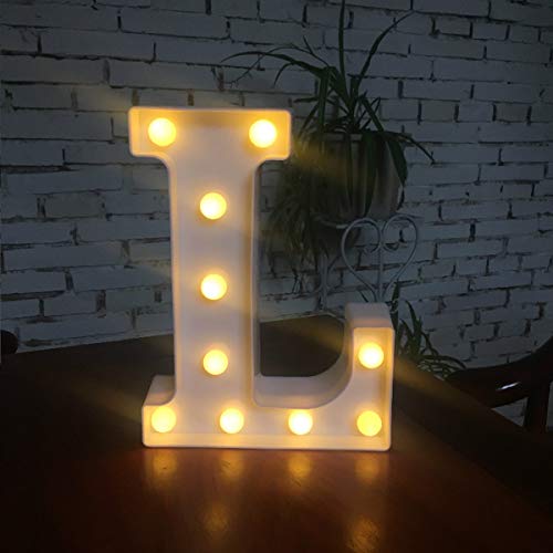 SH-RuiDu Direct Store Luces de Letras LED, 26 Letras del Alfabeto inglés LED Luces Decorativas (L)