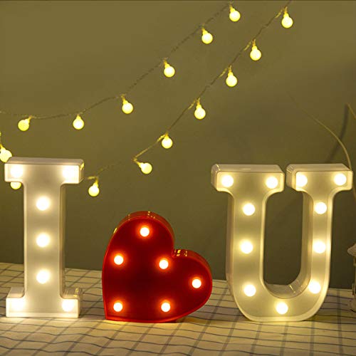 SH-RuiDu Direct Store Luces de Letras LED, 26 Letras del Alfabeto inglés LED Luces Decorativas (L)