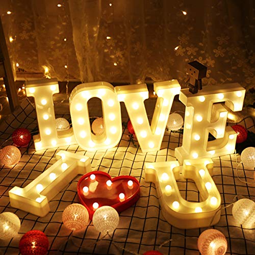 SH-RuiDu Direct Store Luces de Letras LED, 26 Letras del Alfabeto inglés LED Luces Decorativas (L)