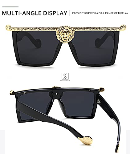 SHEEN KELLY Novedad Cuadrado Top plano Lentes súper oscuras Gangster Gafas de sol Decoración dorada