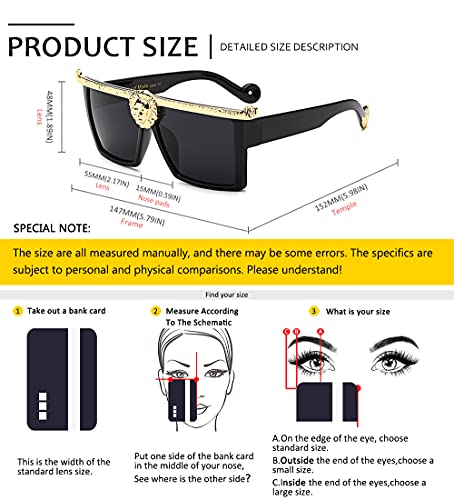 SHEEN KELLY Novedad Cuadrado Top plano Lentes súper oscuras Gangster Gafas de sol Decoración dorada