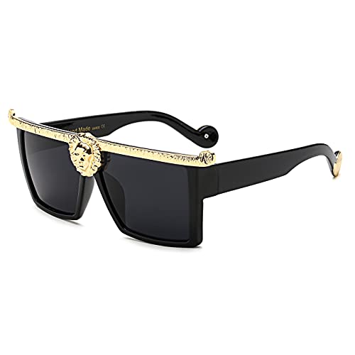 SHEEN KELLY Novedad Cuadrado Top plano Lentes súper oscuras Gangster Gafas de sol Decoración dorada