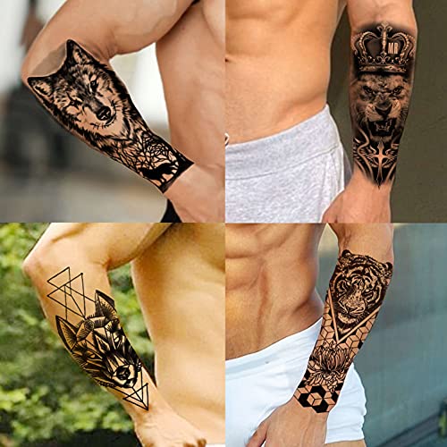Shegazzi 24 Hojas Brazo Completo Tatuajes Temporales Adultos Mujer Hombre Largo Grande León Águila Brújula Reloj Diosa Griega Tatuajes Falsos Niñas Realista Tatuajes Adhesivos Pierna Muslo Antebrazo