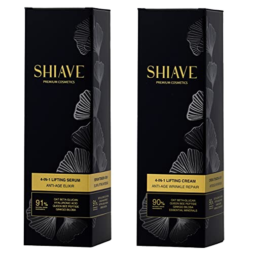 SHIAVE Pack Sérum Tensor Lifting Facial + Crema Nutrición Antiedad Antiarrugas, con ÁCIDO HIALURÓNICO PURO. Tu rutina rejuvenecedora de día y noche de textura sedosa