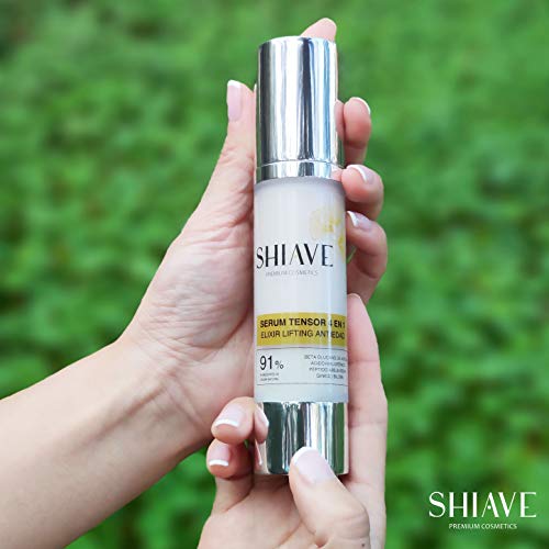 SHIAVE Sérum facial para tensar y reafirmar 4en1 Elixir Antiedad. Con Ácido Hialurónico, Beta-Glucano Avena Péptido Abeja Reina y Ginkgo Biloba. 91% ingredientes origen natural. 50ml