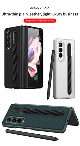 SHIEID Funda para Samsung Galaxy Z Fold 3 5G, Estuche para teléfono con Estuche S para lápices, Pantalla Plegable Carcasa para Samsung Z Fold 3 5G-Fibra de Carbon