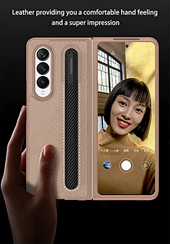SHIEID Funda para Samsung Galaxy Z Fold 3 5G, Estuche para teléfono con Estuche S para lápices, Pantalla Plegable Carcasa para Samsung Z Fold 3 5G-Mist Gold