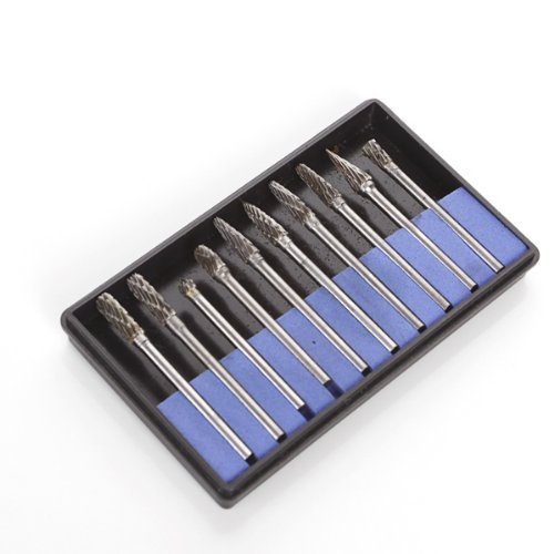 SHINA 10 x 1/8 " de Fresas Carburo de Tungsteno Rotary Burr Set CED de 4mm para herramientas DIY, trinchar, grabado, perforación de carpintería