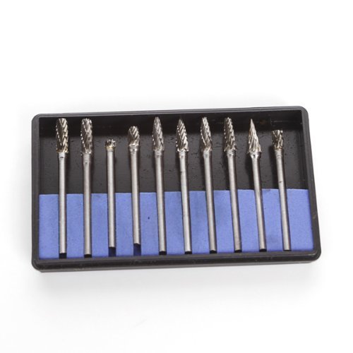 SHINA 10 x 1/8 " de Fresas Carburo de Tungsteno Rotary Burr Set CED de 4mm para herramientas DIY, trinchar, grabado, perforación de carpintería