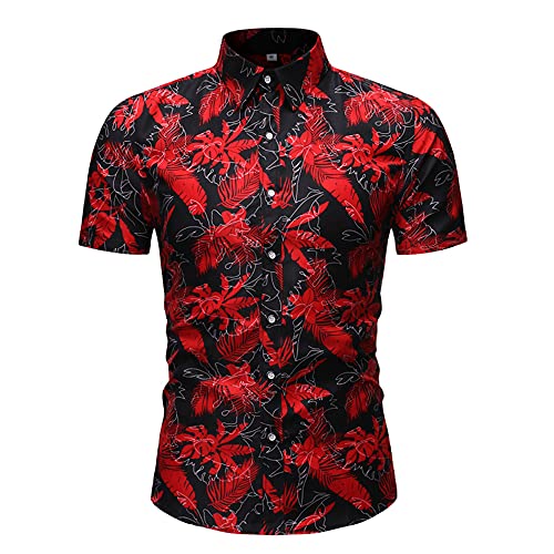 Shirts Shorts Hombres Transpirable Slim Fit Estampado Personalidad Hombres Conjunto Botones Vintage Tapeta con Cordones Hombres Manga Corta Sport Kent Collar Hombres Conjunto Playa B-B014 3XL