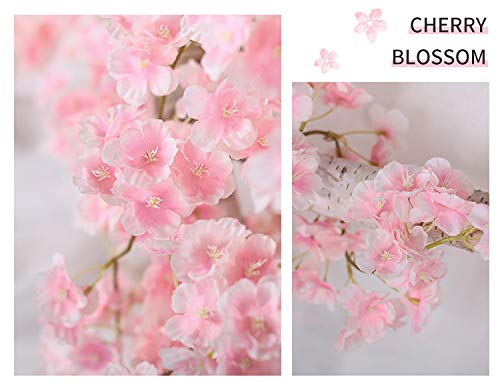 Shiwaki 2PCS 180cm / 70inch Flor Artificial Flor de Cerezo ratán Boda Flor de Cerezo Cuerda de ratán decoración Colgante Flor Decorativa Flor de Cerezo ratán-Rosa Claro