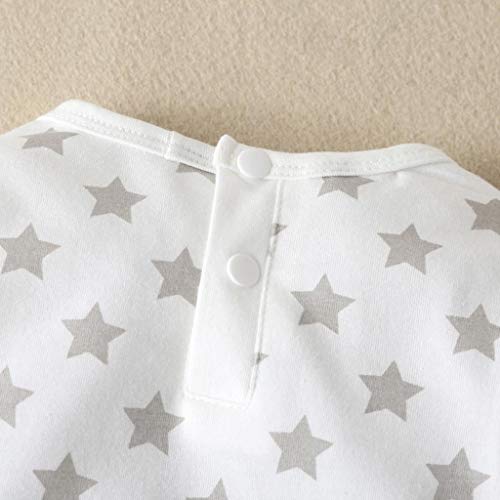 SHOBDW Body Bebé Niño Recién Nacido Trajes De Mameluco Care Pijama Bebé Niño Verano Jumpsuit Bebé Dibujos Animados Impresión de la Estrella Mono para Bebé Manga Larga(Gris,0-3 Meses)