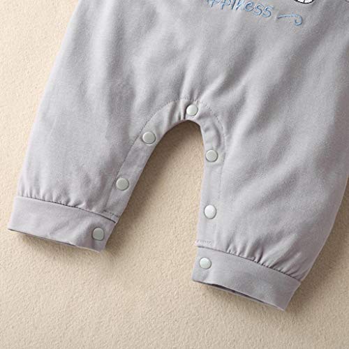 SHOBDW Body Bebé Niño Recién Nacido Trajes De Mameluco Care Pijama Bebé Niño Verano Jumpsuit Bebé Dibujos Animados Impresión de la Estrella Mono para Bebé Manga Larga(Gris,0-3 Meses)