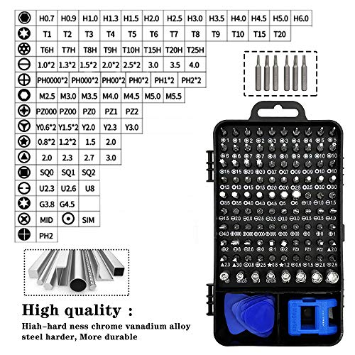 Shuye 130 en 1 Juego de Destornilladores de Precisión con Magnetizador, Kit de Herramientas de Reparación de Bricolaje para Reparar Electrónica, reloj, iPhone, iPad, Laptop, Xbox, Gafas, Mirar