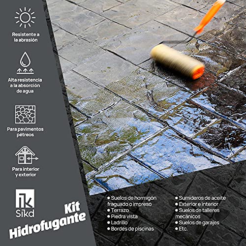 Sikd – Hidrofugante Impermeabilizante Transparente para Suelos. Extrema Resistencia al Agua, Abrasión, Humedad o Aceites. Kit 1L Imprimación Interior y Exterior