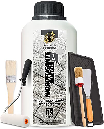 Sikd – Hidrofugante Impermeabilizante Transparente para Suelos. Extrema Resistencia al Agua, Abrasión, Humedad o Aceites. Kit 1L Imprimación Interior y Exterior
