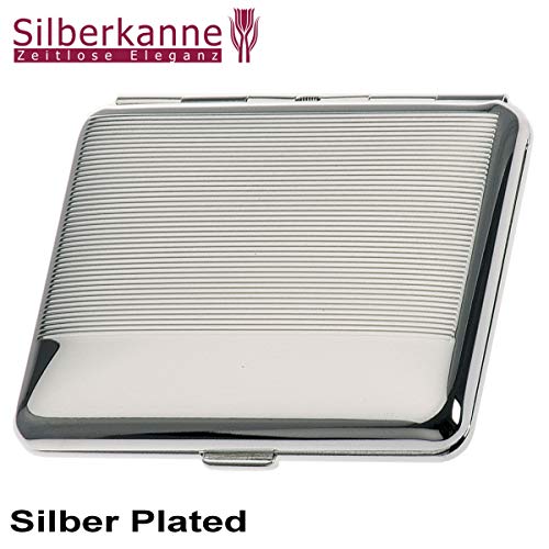 SILBERKANNE Pitillera de doble cara Hamburgo, 6,5 x 9,5 cm, chapado en plata, acabado premium